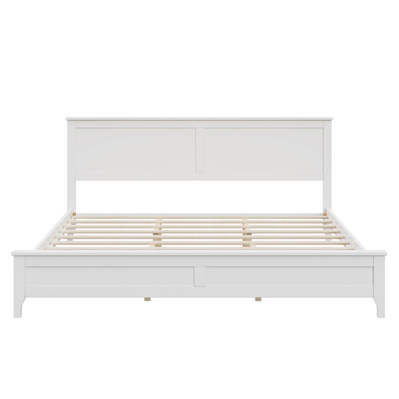 Modern Solid King Platform Bed with Pine Wood Frame and Tapered Legs