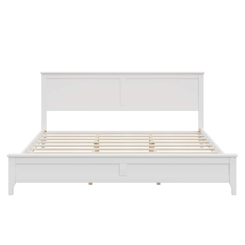 Wood Platform Bed Minimalist Bed Frame Mid Century Retro Solid Wood Bed No Box Spring Needed, Compatible with Adjustable Bed