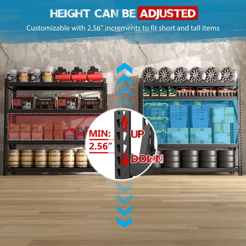 VEIKOUS Heavy Duty Metal Shelving Units, 2000 LBS Per Shelf Garage Storage Shelves with Adjustable Height