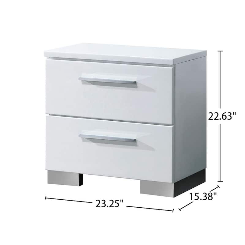 2 Drawers Wooden Nightstand