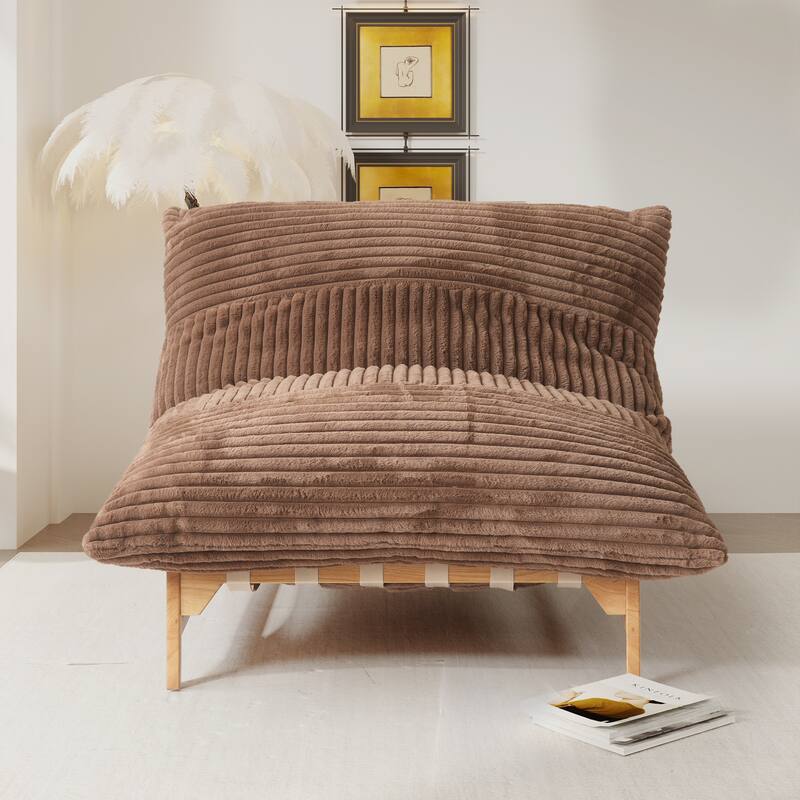 Bean Bag Accent Chair Large Plush Bean Bag Lounger with Solid Wood Frame Comfy Lounge Chair with Down Filling