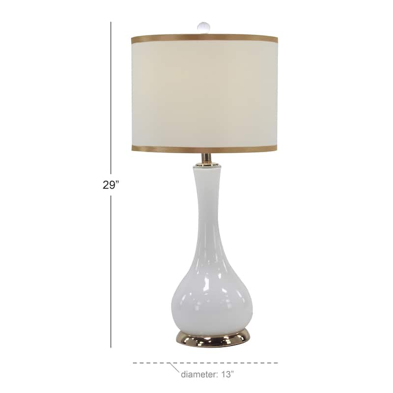 Metal Room Table Lamp with Gold Accents - Set of 2 White - Roche River Decor