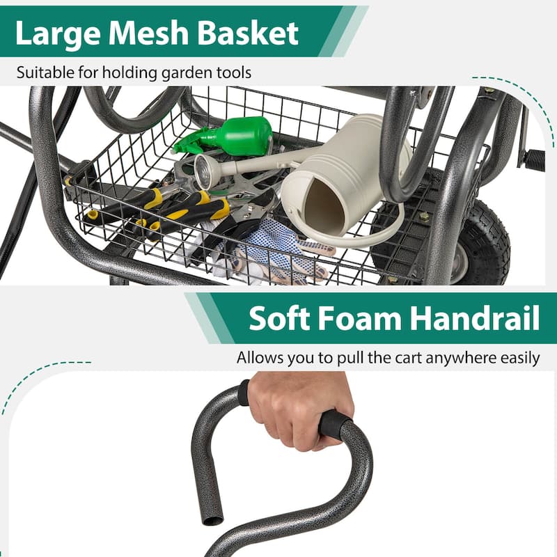 Costway Portable Hose Reel Cart with 300 FT of 5/8” Large Capacity - See Details