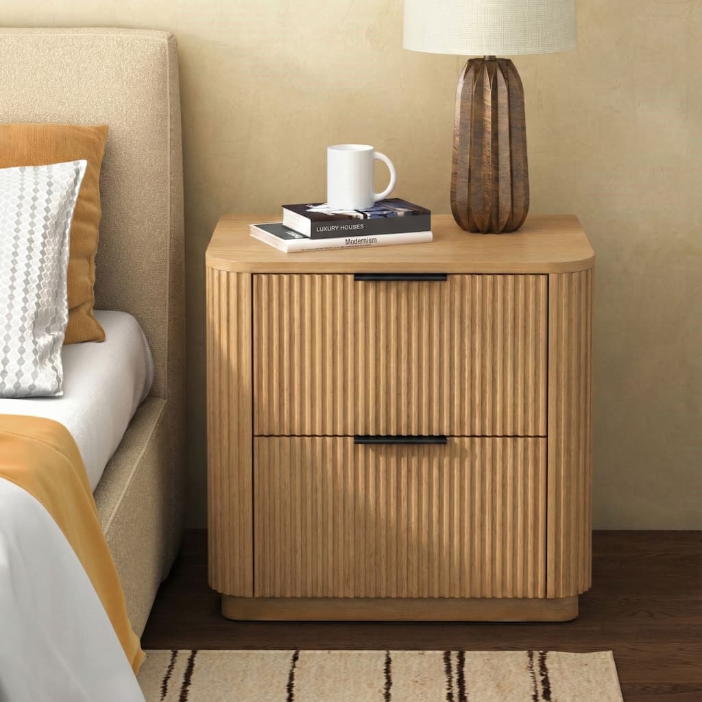 SAFAVIEH Couture Barrymore Reeded Wood 2-Drawer Nightstand