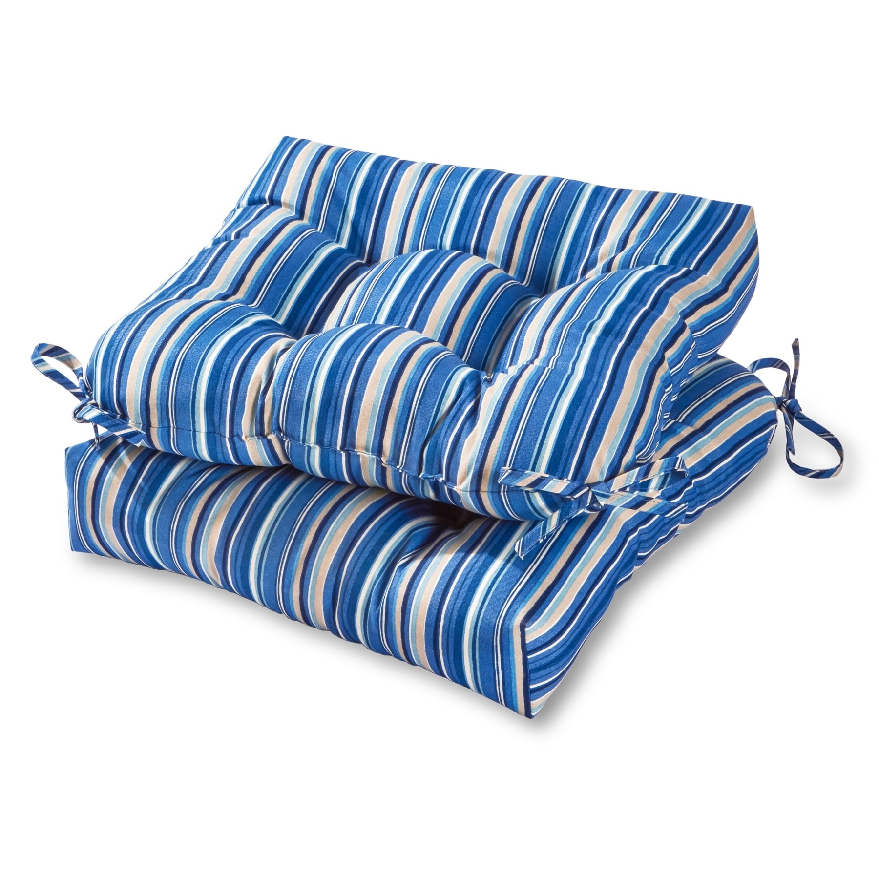 Coastal Stripe 20-inch Outdoor Chair Cushion (Set of 2)