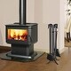 preview thumbnail 15 of 13, 5 Pieces Fireplace Iron Standing Tools Set - base: 8" x 8" x 28" (L x W x H)