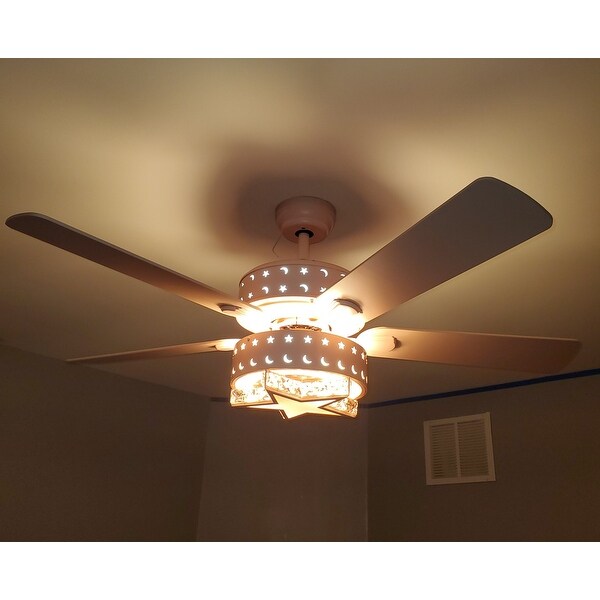 Funder 52" Star & Crescent Childrens Room Lighted Ceiling Fan Includes Remote 