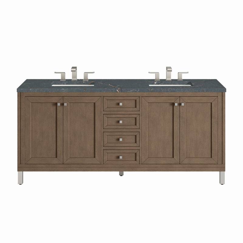James Martin Vanities 305-V72-3PBL Chicago 72" Double Basin Wood - Whitewashed Walnut