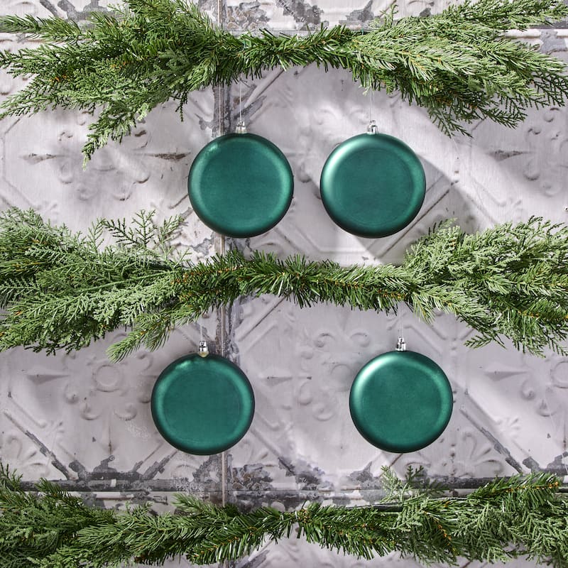 120mm Shatterproof Plastic Matt Round Disk Ornament Set of 4 - Blue