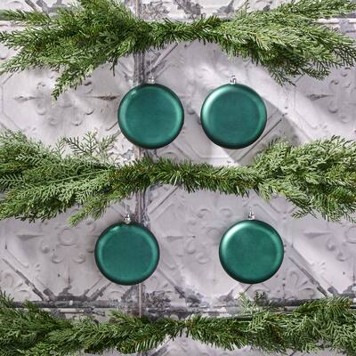 120mm Shatterproof Plastic Matt Round Disk Ornament Set of 4