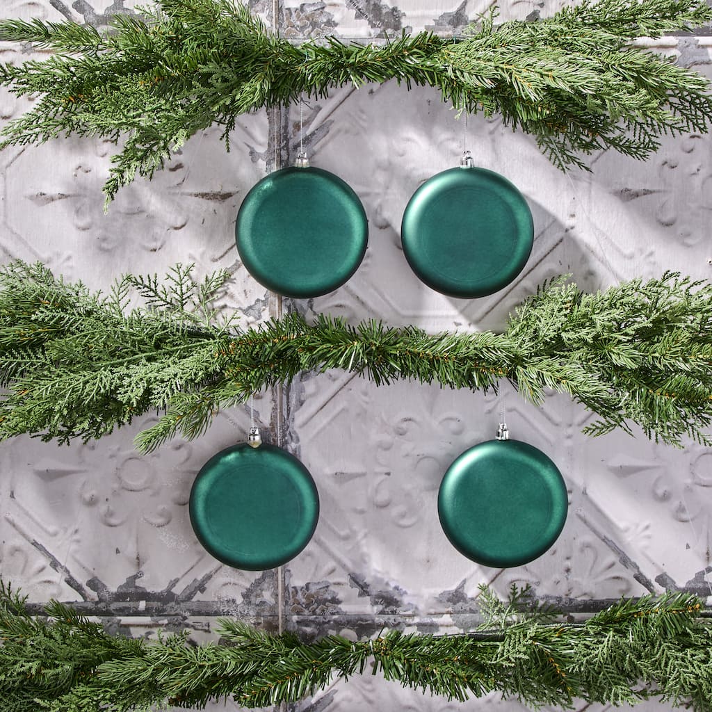 120mm Shatterproof Plastic Matt Round Disk Ornament Set of 4