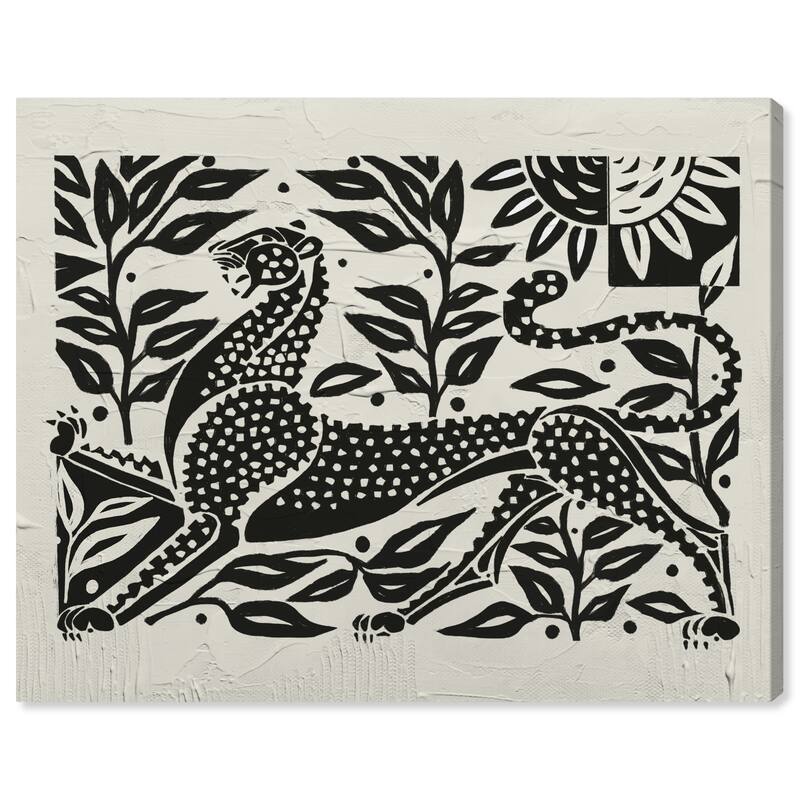 Wynwood Studio Canvas Animals Juggle Cat Imprint Black and Modern & Contemporary Wall Art Canvas Print