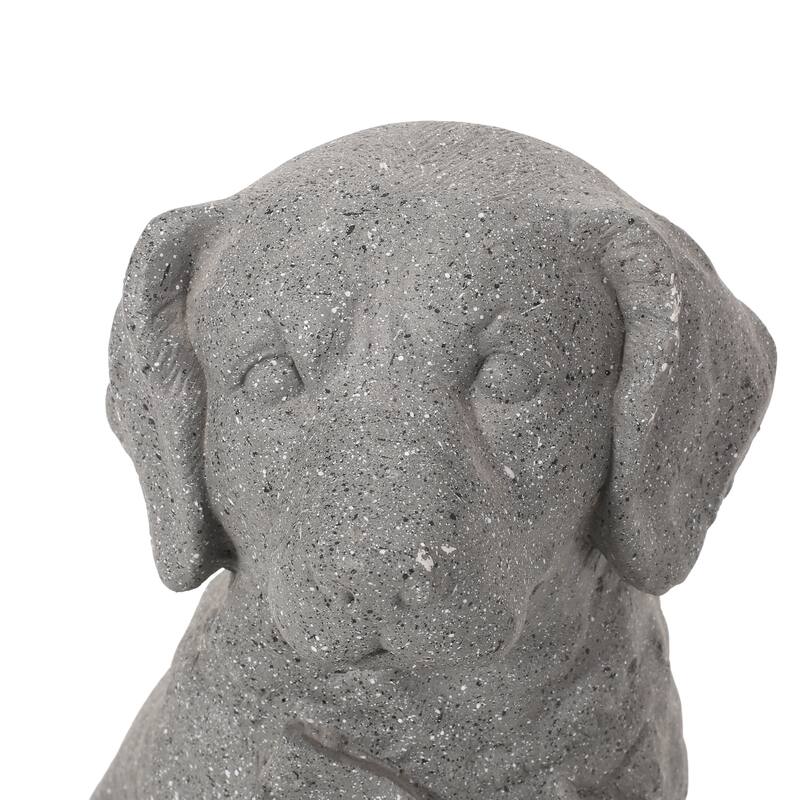 Roomfitters 15-Inch MGO Puppy Dog Garden Statue, Cast Stone Outdoor Sculpture in Lightweight Concrete, Stone Gray