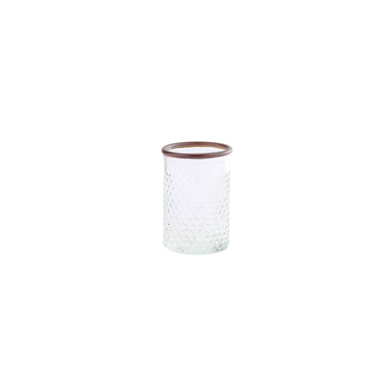 6.5" Clear Brown Textured Dot Pattern Cylindrical Vase Rim Leather