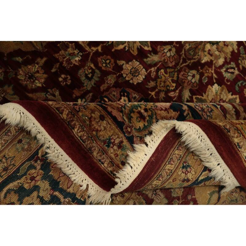 Hand Knotted Oriental 100% Wool Carpet Traditional All-Over Red Agra Area Rug - 10' 0'' X 8' 0''