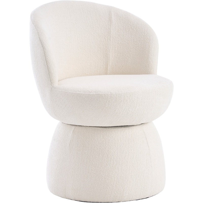 Swivel Modern Accent Chair, Armless Barrel Chairs for Living Room - White