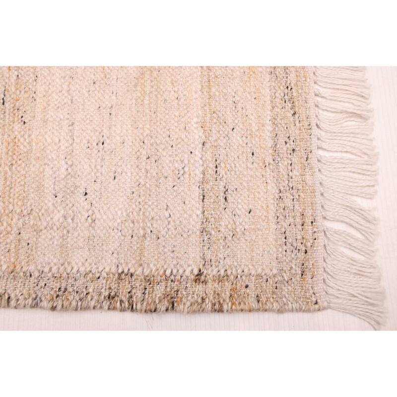 ECARPETGALLERY Flat-Weave Ankara FW Ivory Wool Kilim - 4'1 x 6'1