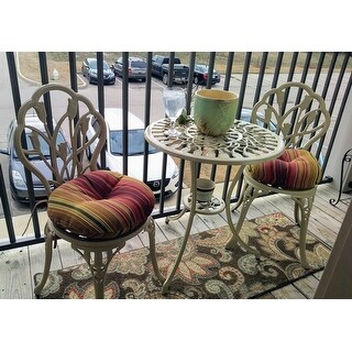 15 Inch Round Outdoor Kinnabari Stripe Bistro Chair Cushions Set 15 Inch Round Outdoor Kinnabari Stripe Bistro Chair Cushions Set Of 2
