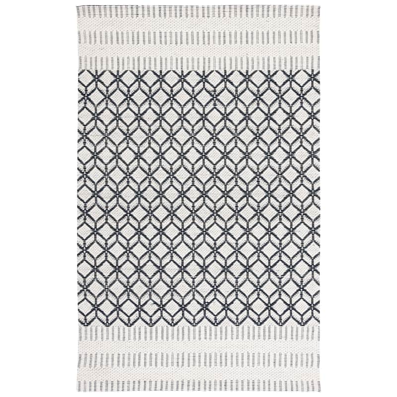 SAFAVIEH Handmade Vermont Toya Geometric Wool Rug - 4' x 6' - Ivory/Black