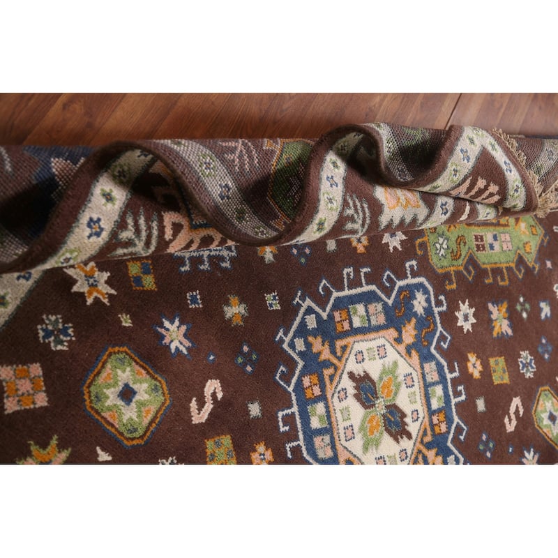 Geometric Kazak Oriental Area Rug Handmade Wool Carpet - 8'0" x 9'11"