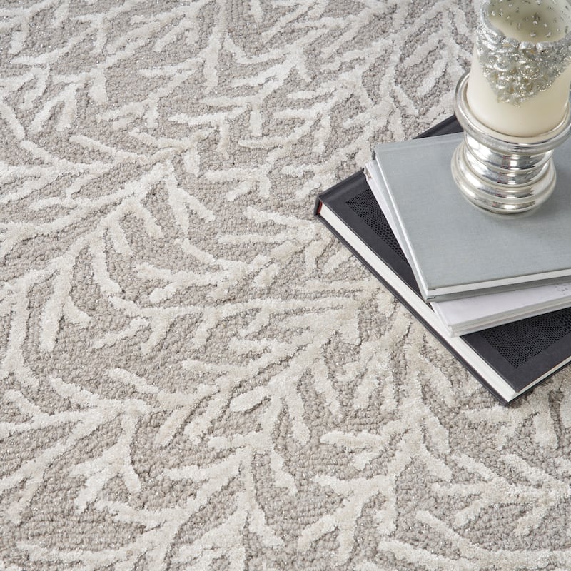 Michael Amini Star Contemporary Textured Botanical Abstract Glam Area Rug