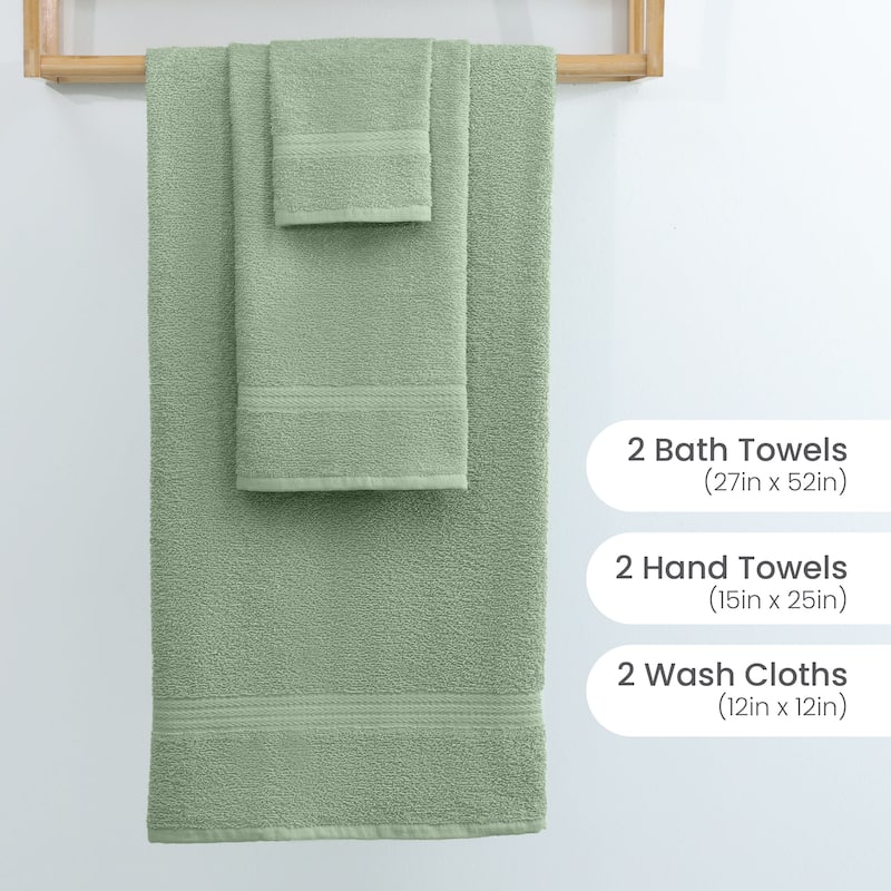 Superior Miami 100% Cotton 6-Piece Towel Set - Lightweight & Quick Drying