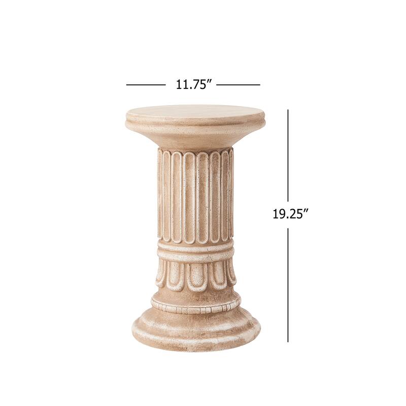 Christopher Knight Home - Ashmere Outdoor Handcrafted Greco-Roman MGO Pedestal Column Stand, Fluted Detailed Design - 19.25"H
