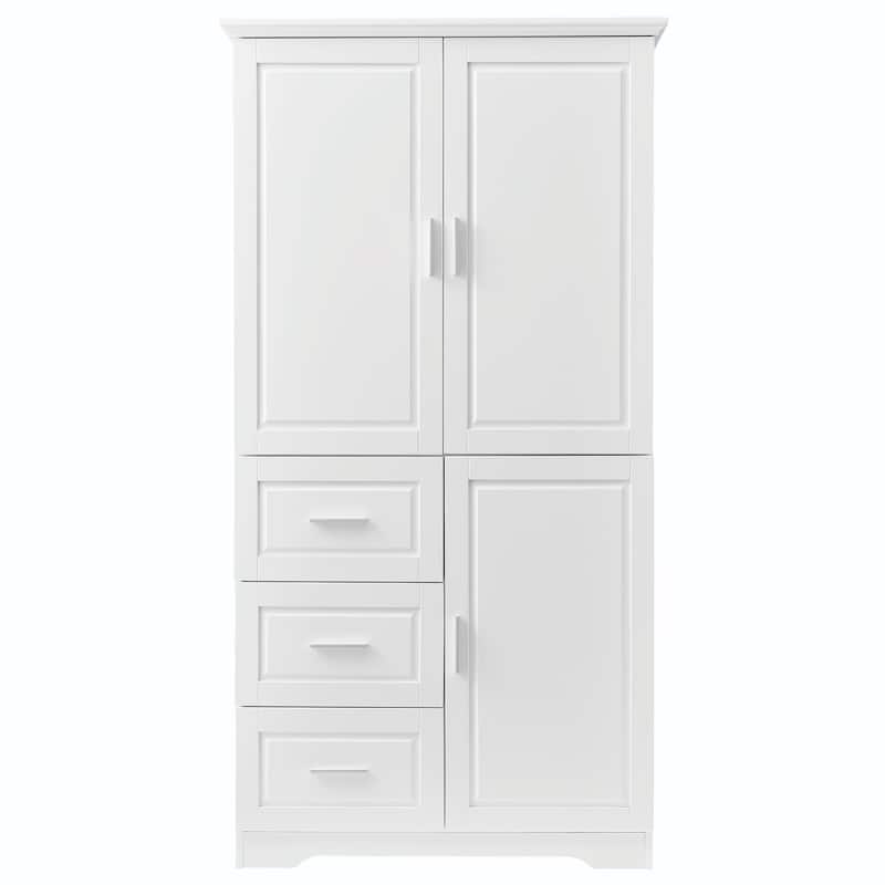 Tall and Wide Storage Cabinet with Doors and Three Drawers