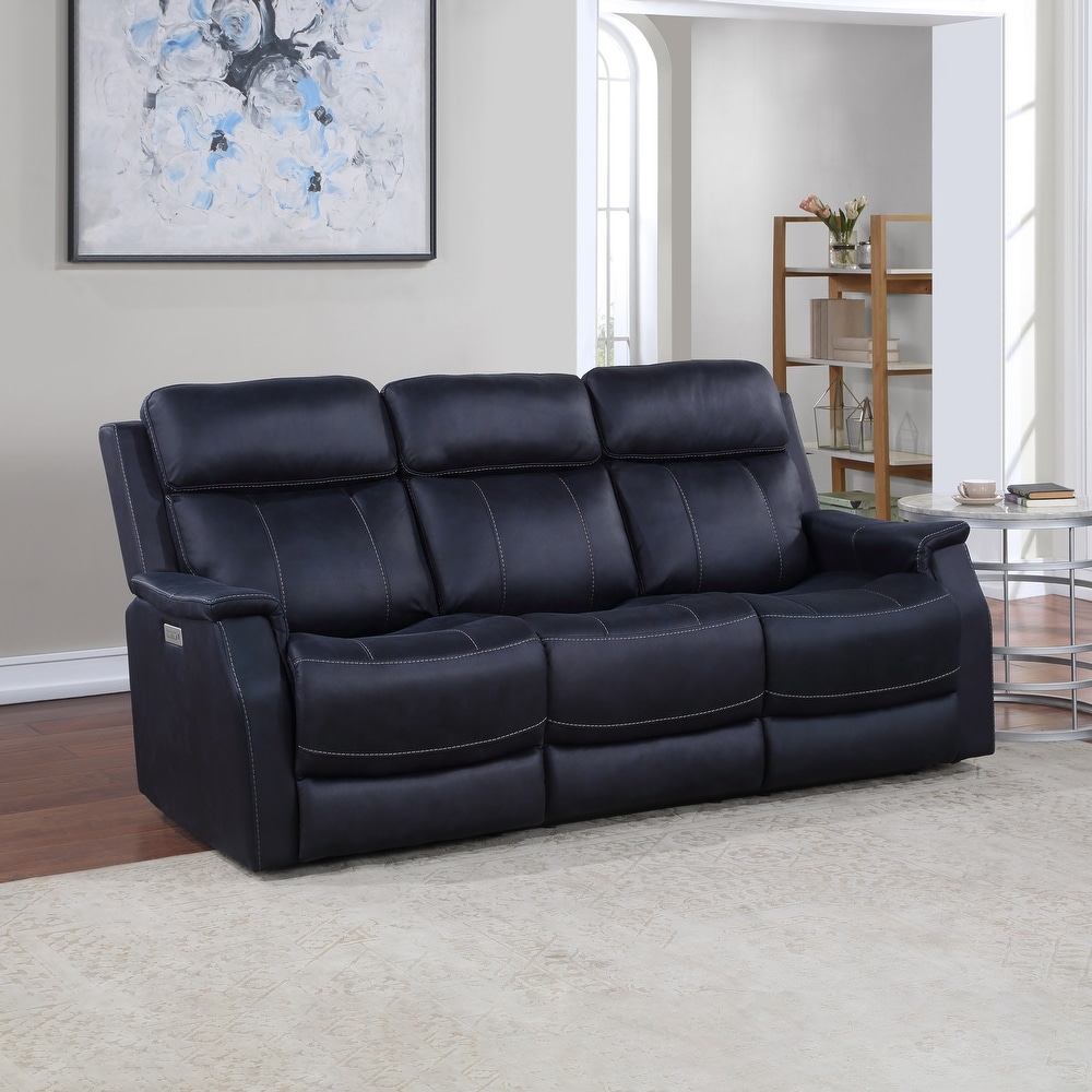 Navy Blue Leatherette 1pc Sofa Only Living Room POWER Recliner