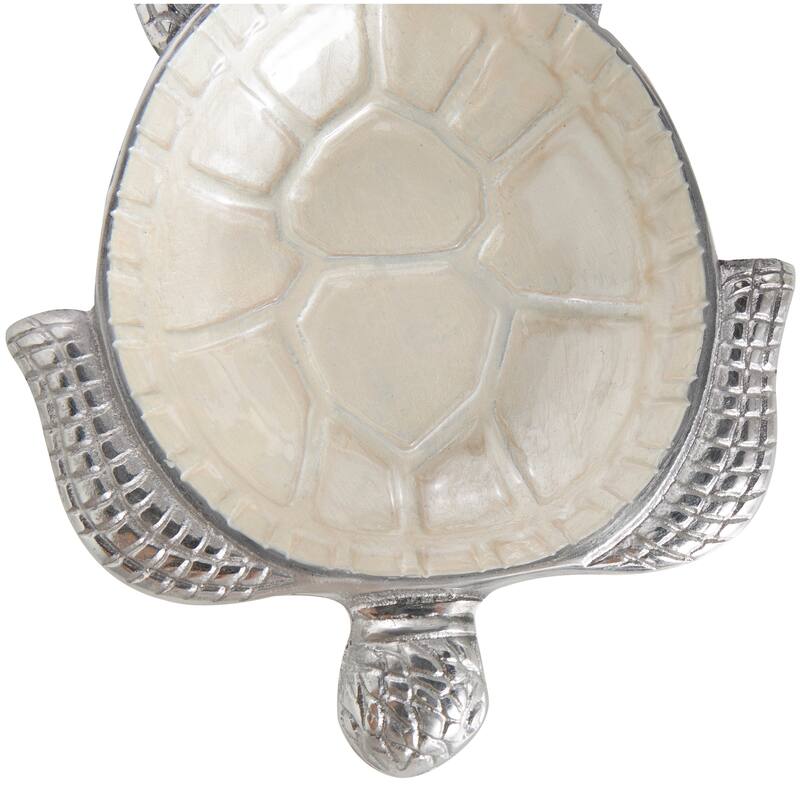 Aluminum Metal Enameled Turtle Decorative Bowl with Silver Metal Exterior (Set of 2)