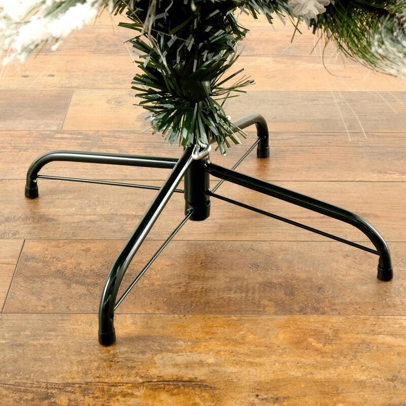 5' Flocked Pre-Lit Fiber Optic Artificial Christmas Tree, White LED Lights - 5 Foot