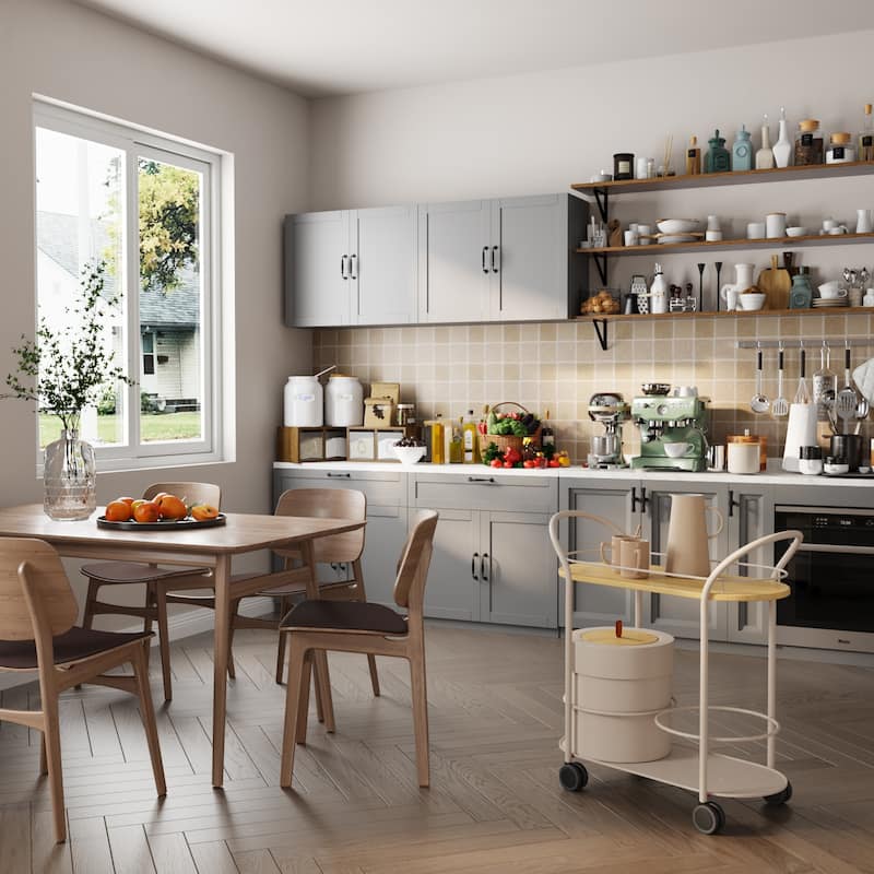 Storage Cabinet Kitchen Pantry Garage Wall Floor and Wall Cabinet Set