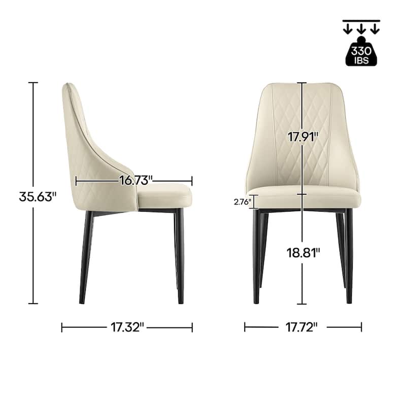 Faux Leather Upholstered Dining Chairs Set of 2 - 35.63"H x 17.72"W x 17.32"D