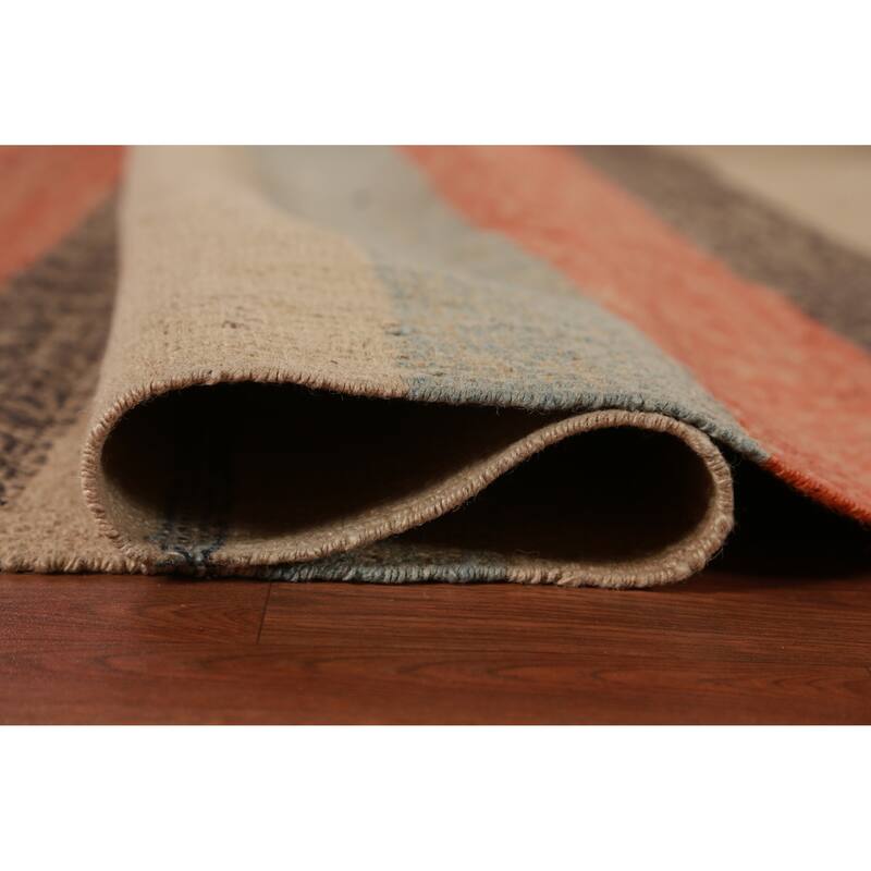 Hand Woven Oriental 100% Jute Carpet Southwestern Modern Multi-Colored Kilim Area Rug - 10' 5'' X 8' 3''
