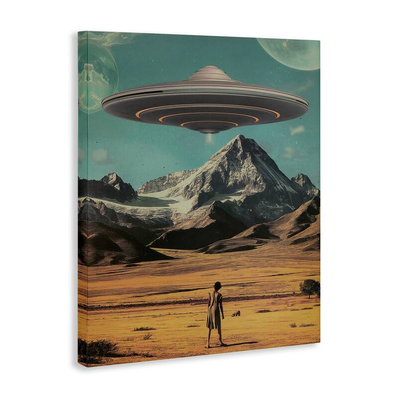 Stupell Woman with Overhead UFO Canvas Wall Art Design By Wumples