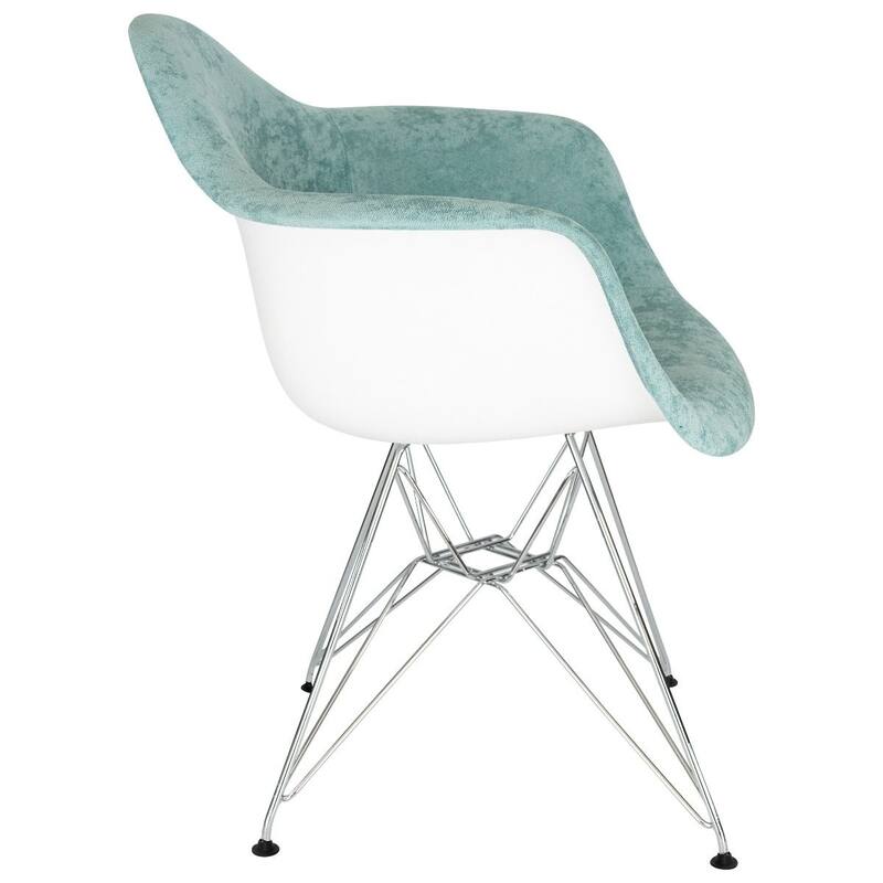 Willow Velvet Accent Armchair with Eiffel Chrome Base Set of 2 by LeisureMod