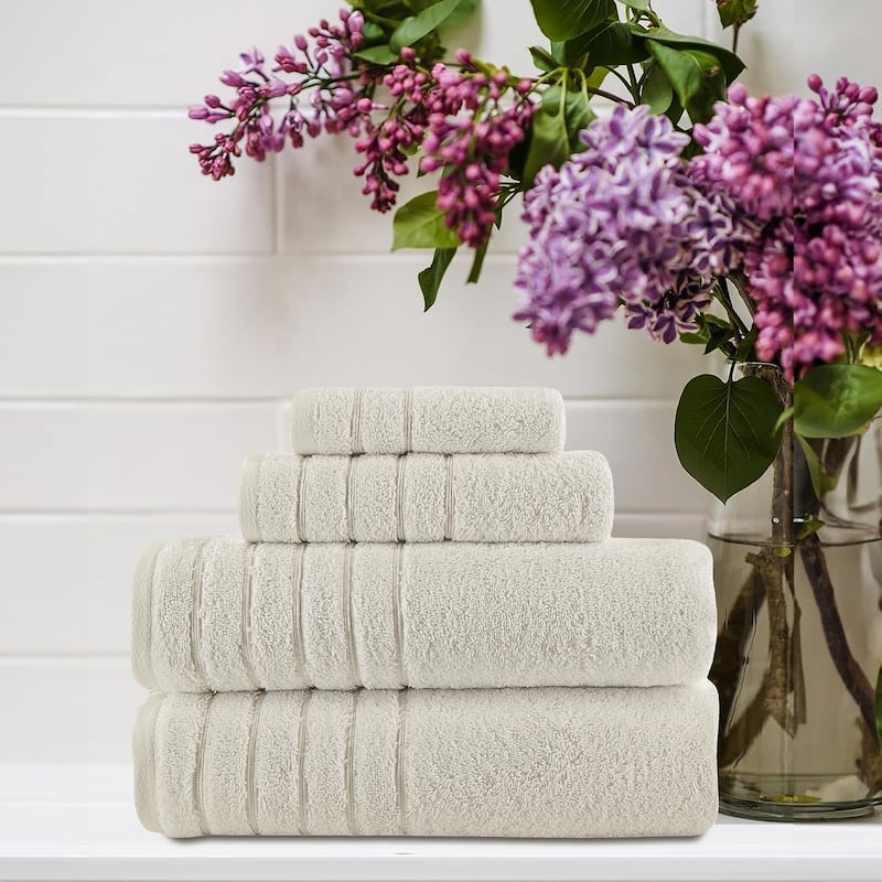 Classic Turkish Towels 4 Piece Cotton Towel Set, Absorbent Hotel & Spa