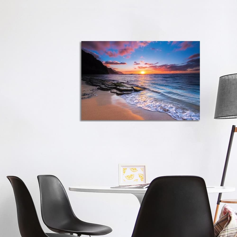 iCanvas "Sunset over the Na Pali Coast from Ke'e Beach, Haena State Park, Kauai, Hawaii, USA I" by Russ Bishop Canvas Print