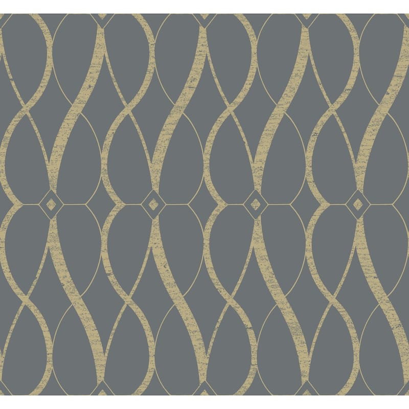 Fontaine, Graceful Geo 26.9' L X 27" W, Wallpaper Roll - Smoke & Gold