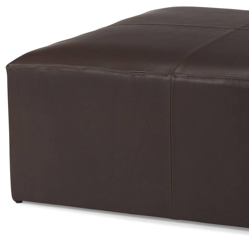 HomeRoots 36" Brown Plywood and Genuine Leather Cocktail Ottoman