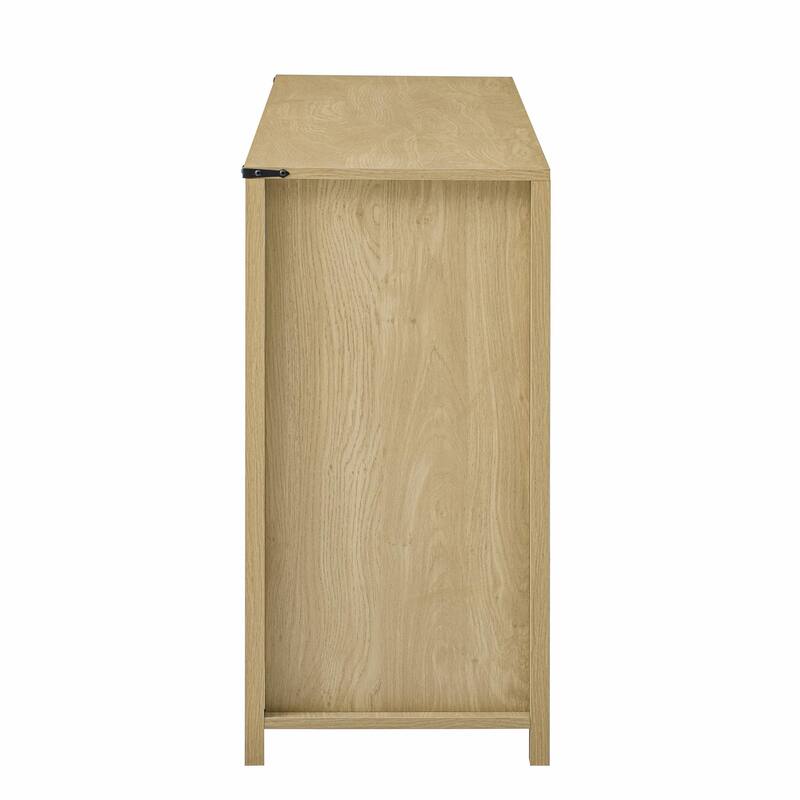 59.3'' Sideboard with Sliding Barn Door and Mesh Panels, Farmhouse Buffet with Open Storage