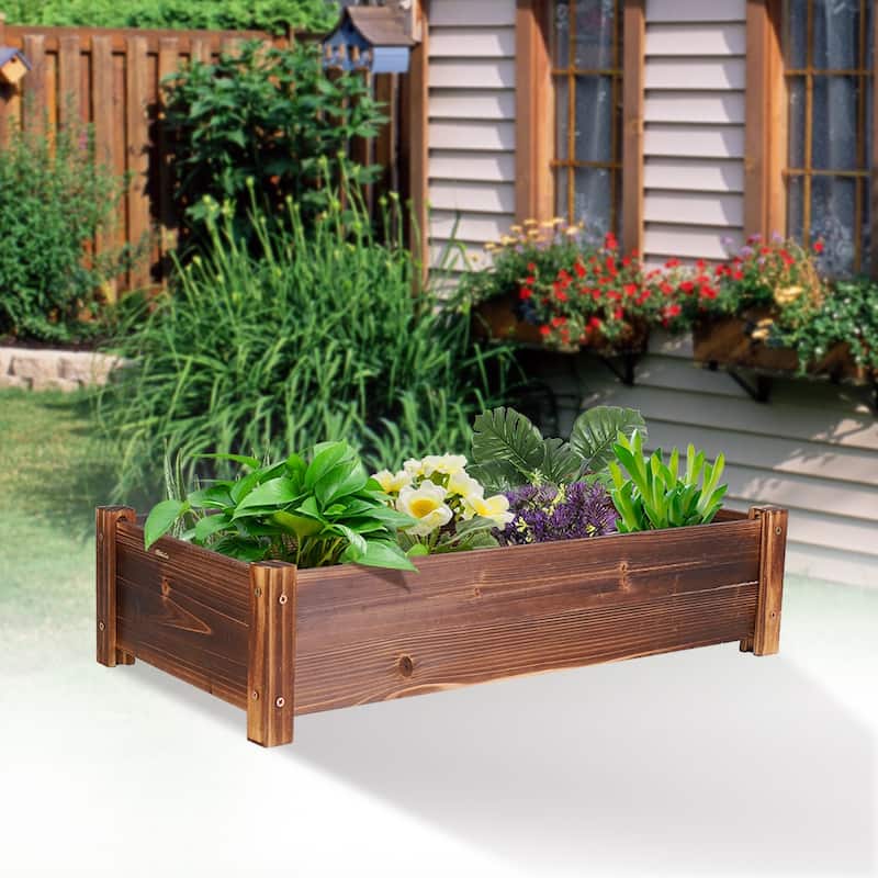 Wooden Raised Garden Bed Planter Boxes 26" L x 13" W x 6" H