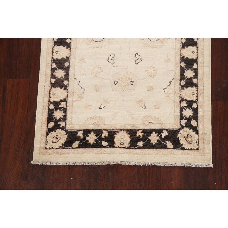 Vegetable Dye Peshawar Chobi Oriental Floral Runner Rug Wool Handmade - 3'2" x 9'7"