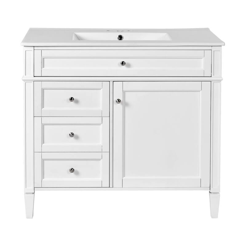Bathroom Vanity with Single Sink, Bathroom Vanities with 2 Drawers, Bathroom Storage Cabinet with 1 Tip-Out Drawer and 1 Door