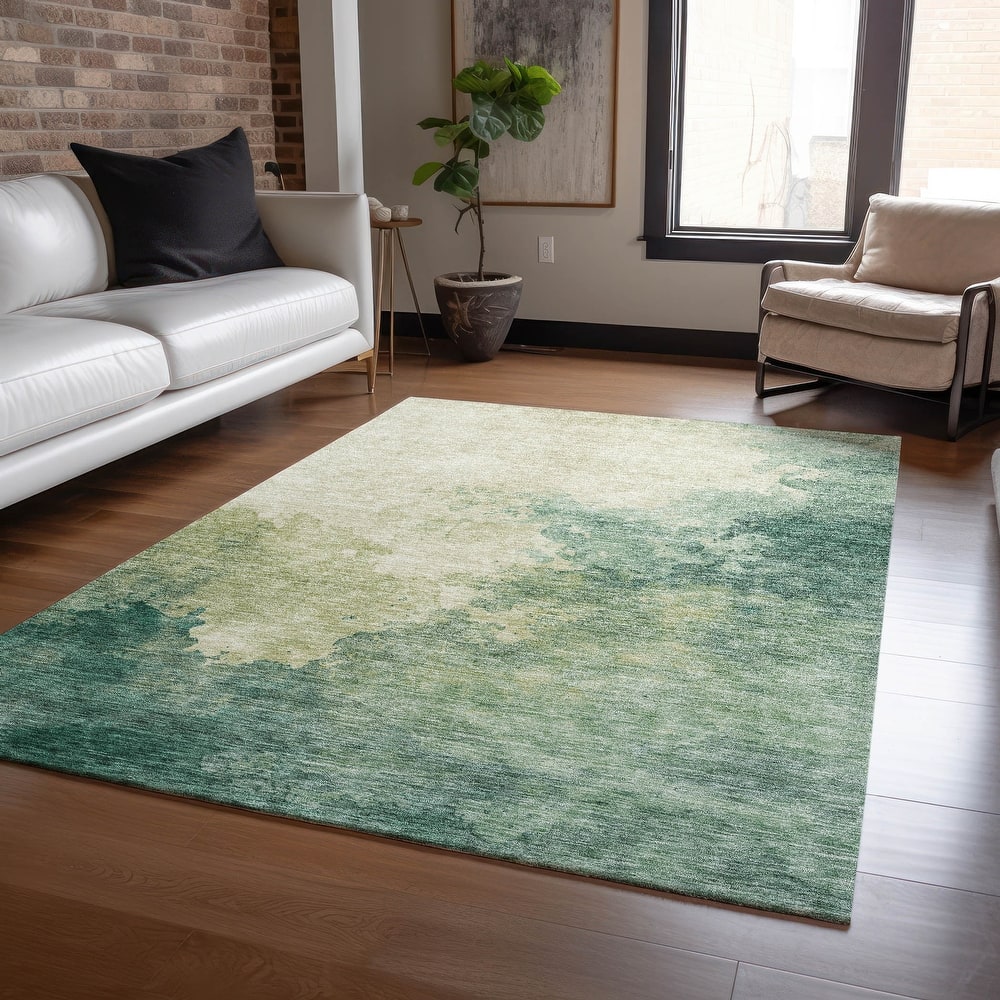 Machine Washable Indoor/ Outdoor Abstract Modern Chantille Rug