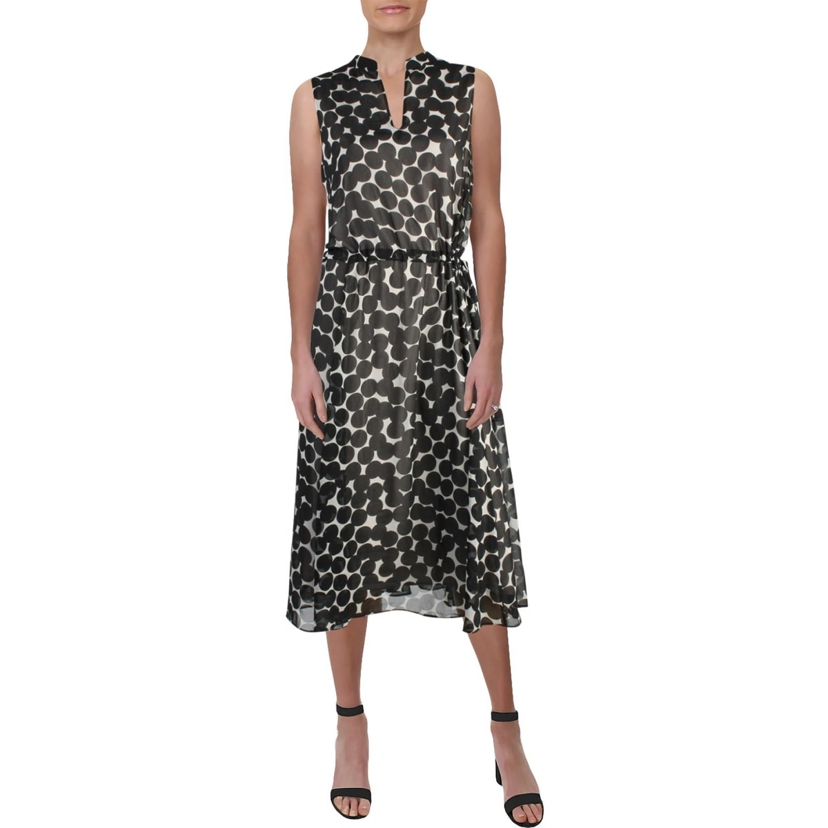 anne klein dot print midi dress