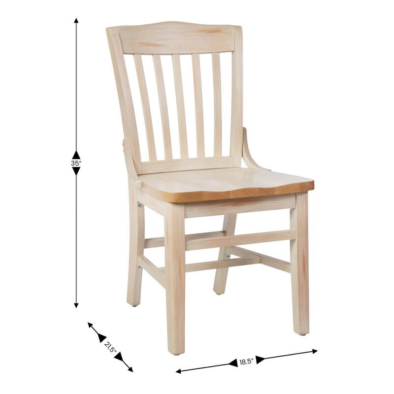 School House Back Wooden Restaurant Dining Chair - 18.5"W x 21.5"D x 35"H