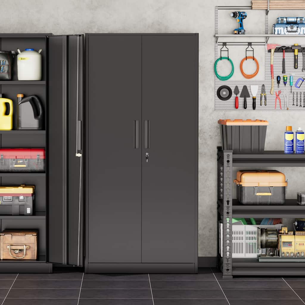 71'' H Metal Garage Storage Cabinet with Locking Doors and Adjustable Shelves