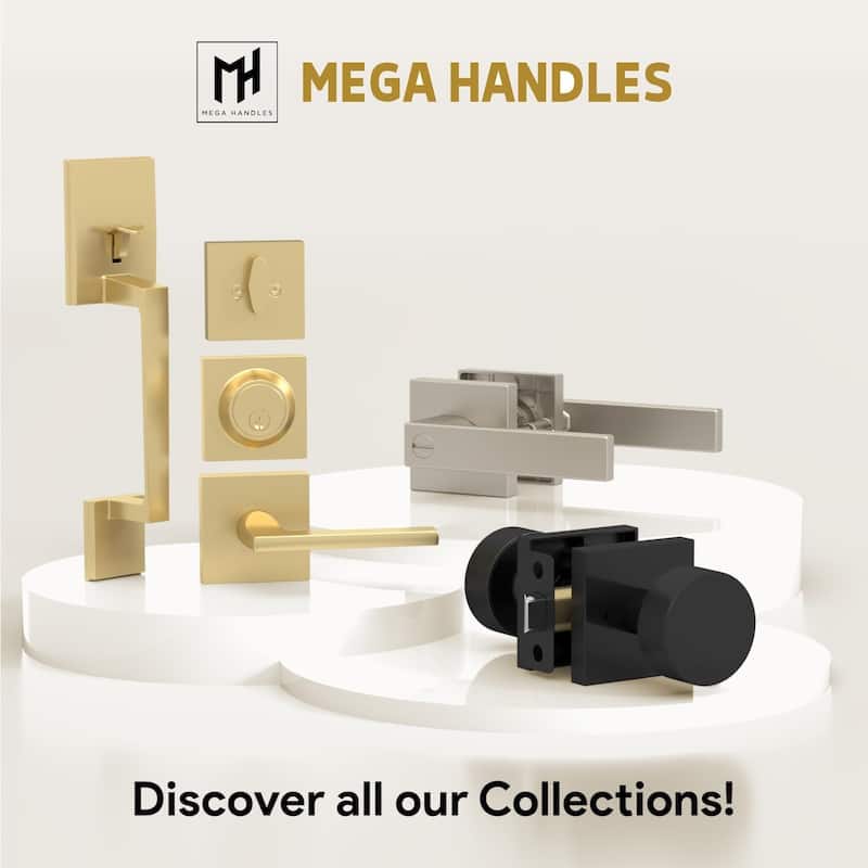 Modern Mega Handles LAURA Keyless Reversible Round Passage Door Knob for Hallway, Closet, Bathroom, Easy Install