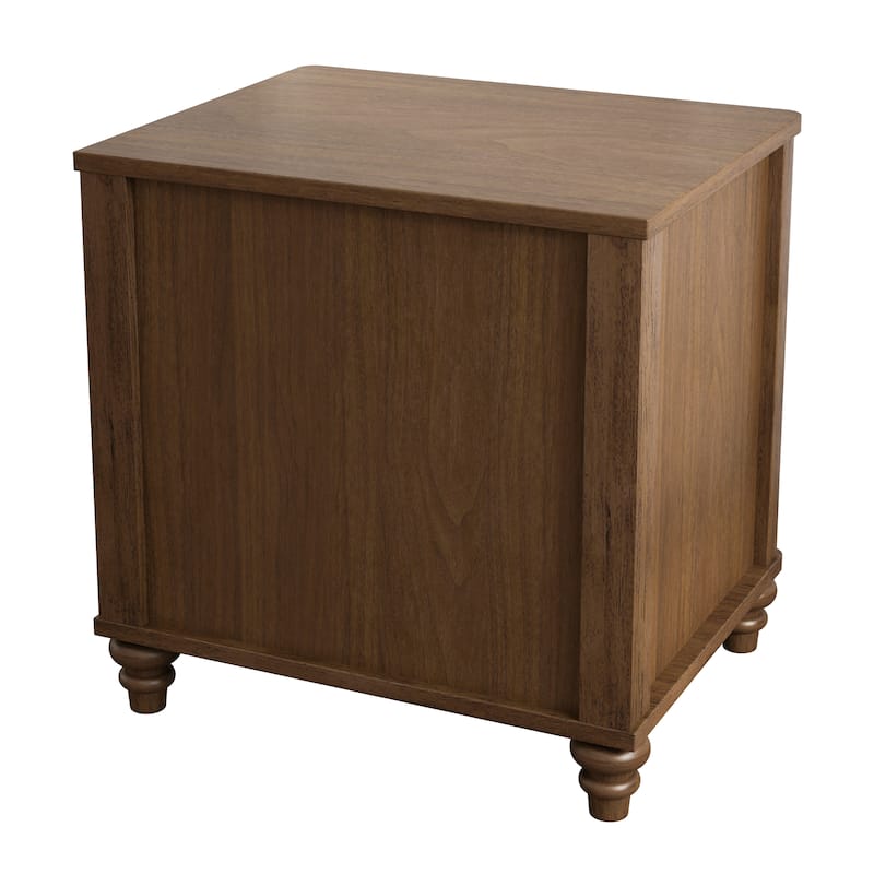 Fluted Nightstand 2-Piece Set, 21.65"W Side Table with 3 Drawers, Wood NightStand with Metal Handle, Wooden Bedside End Table
